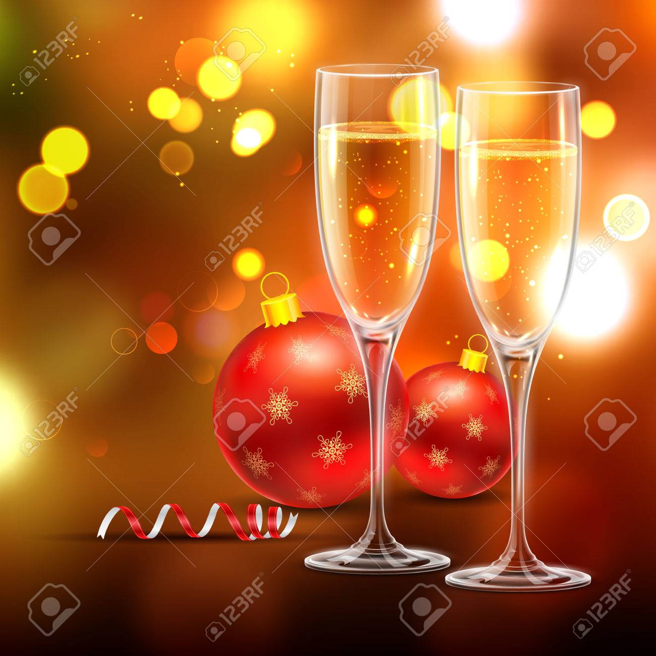 Illustration De Verre De Vin Avec Boule De Noël