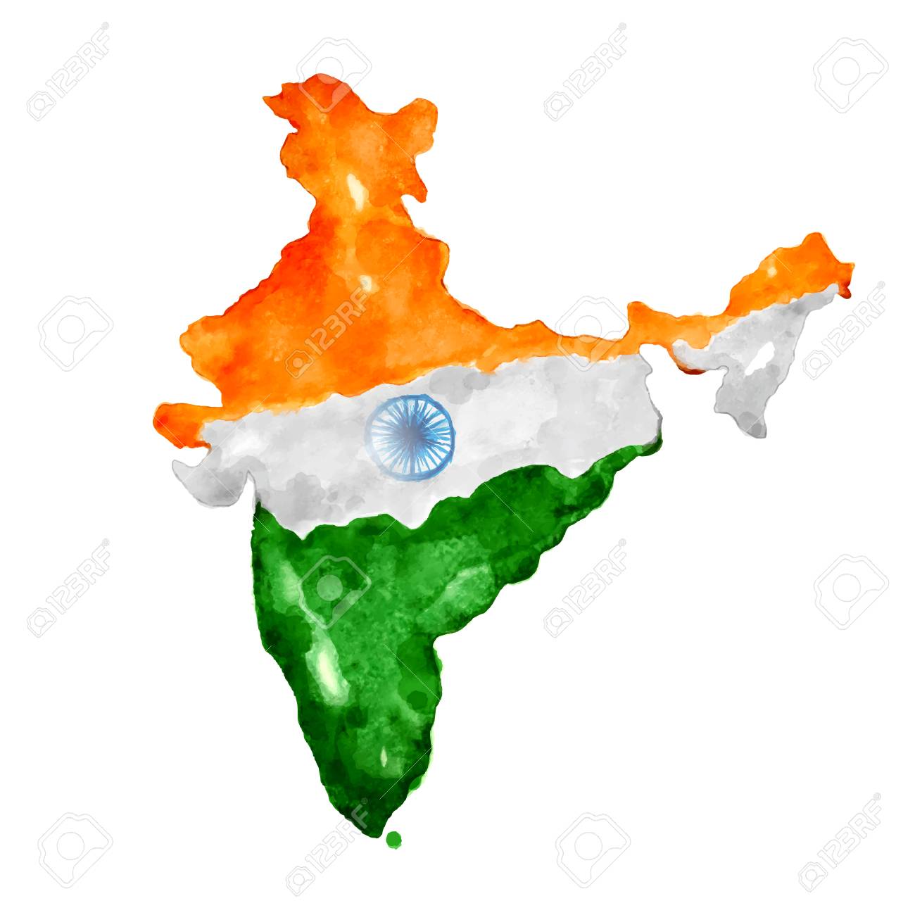 Illustration Of Watercolor Painting Of Indian Map Royalty Free ...