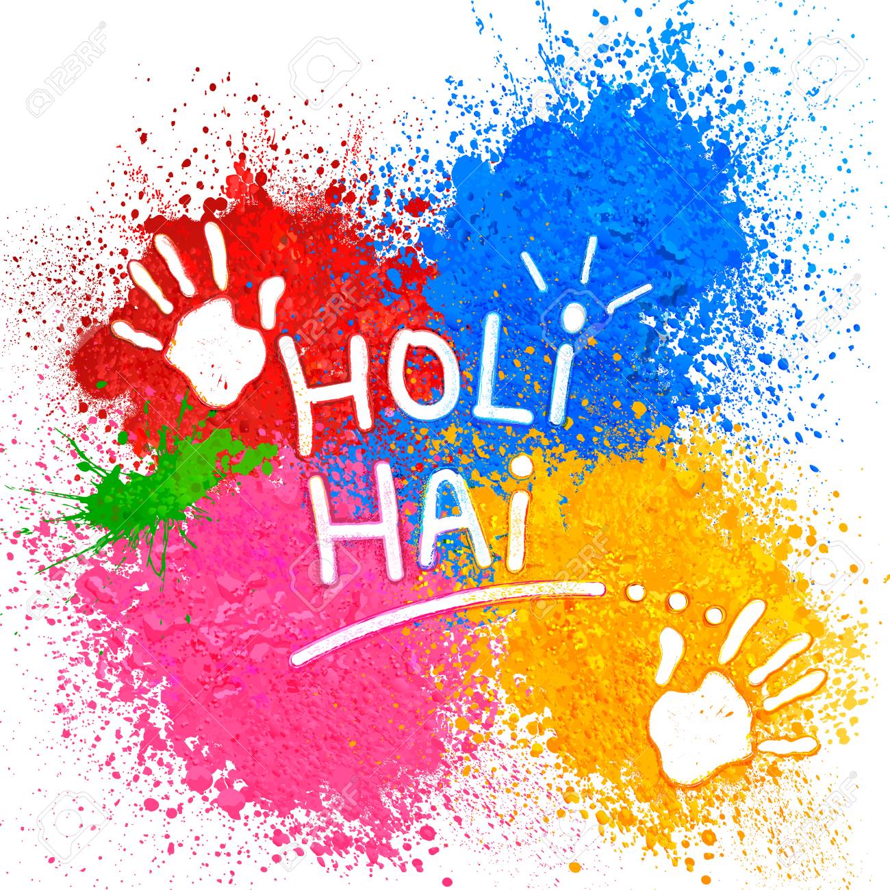 Illustration Of Colorful Gulal Powder Color On Floor With Message