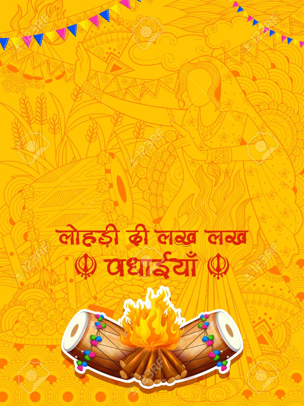 Illustration Of Background For Punjabi Festival With Message