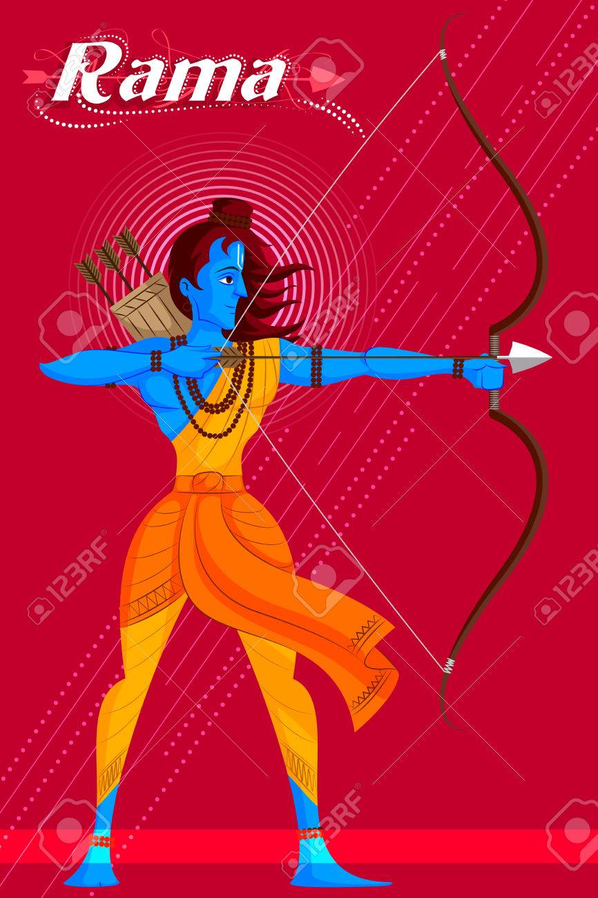 Indian God Rama With Bow And Arrow. Vector Illustration Royalty ...