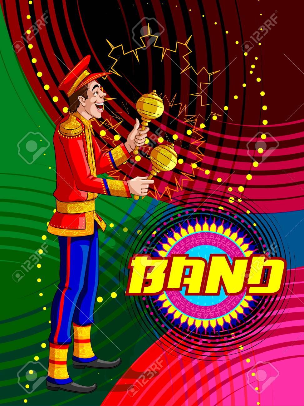 祭りのお祝いの音楽ブラスバンドの行進のイラスト素材 ベクタ Image 7971