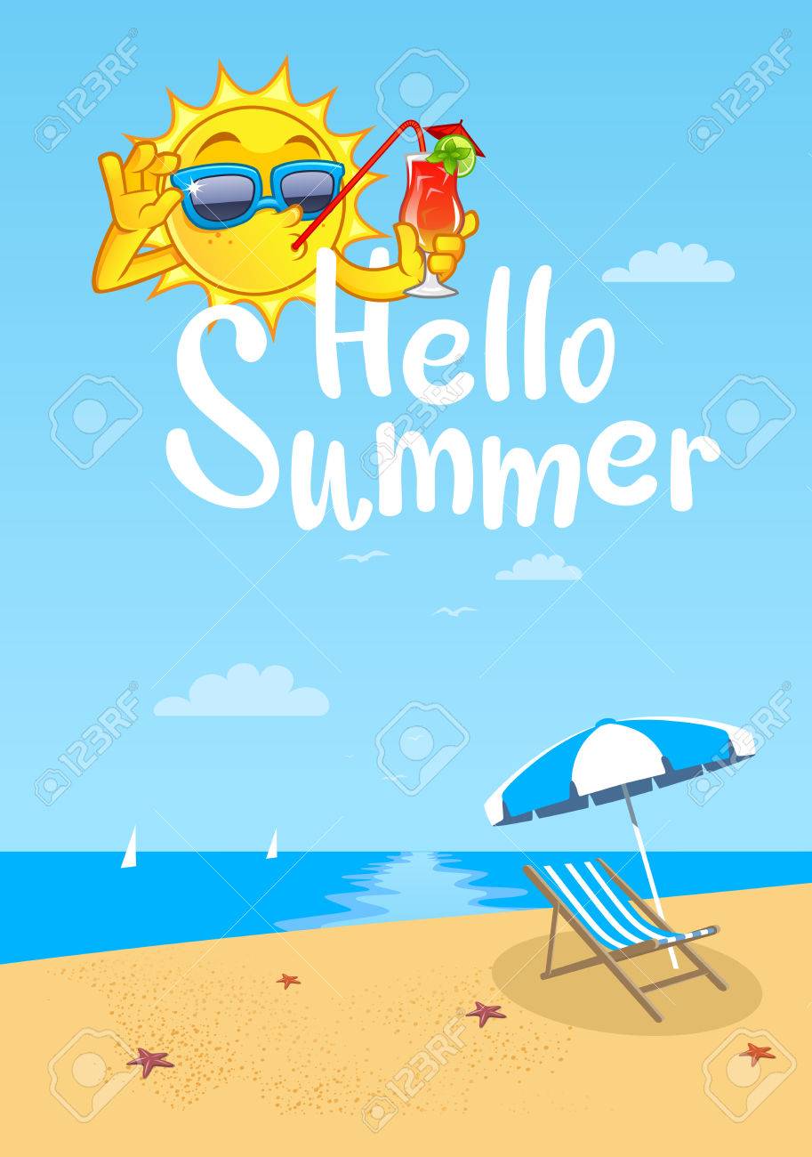 本文こんにちは夏のビーチでの日光浴の面白い絵 のイラスト素材 ベクタ Image 本文こんにちは夏のビーチでの日光浴の面白い絵 のイラスト素材 ベクタ Image