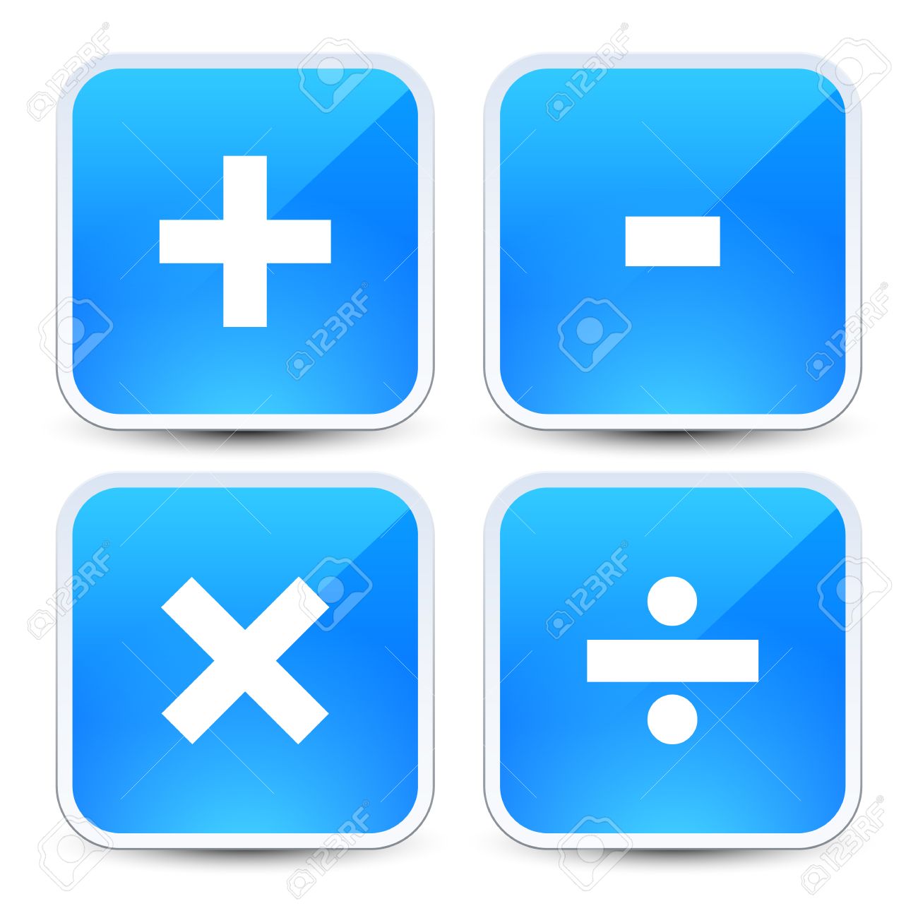 Math Symbols On Blue Backgrounds Addition Subtraction Multiplication Royalty Free Cliparts Vectors And Stock Illustration Image