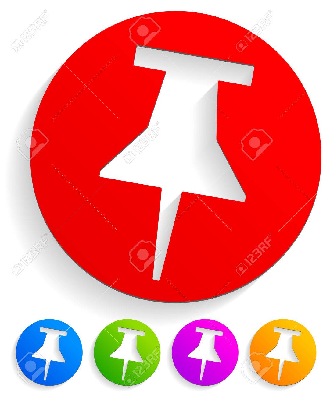 スタイリッシュな画鋲 プッシュピン アイコン オフィス 文房具 書類 固定 のイラスト素材 ベクタ Image