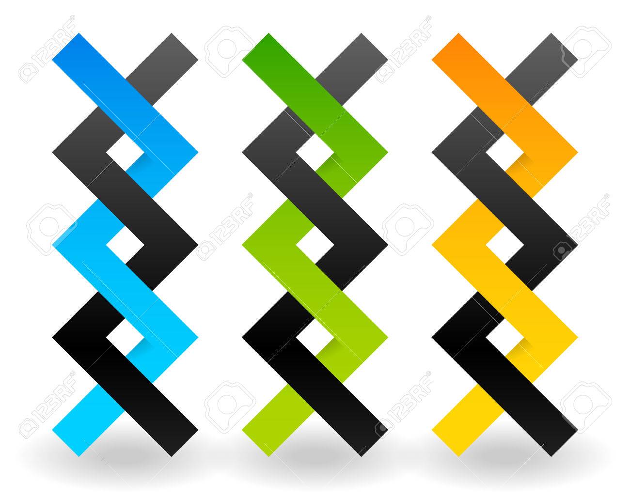 結合されたベクトル図形 部分的に重なり 交差する図形 螺旋形の繊維