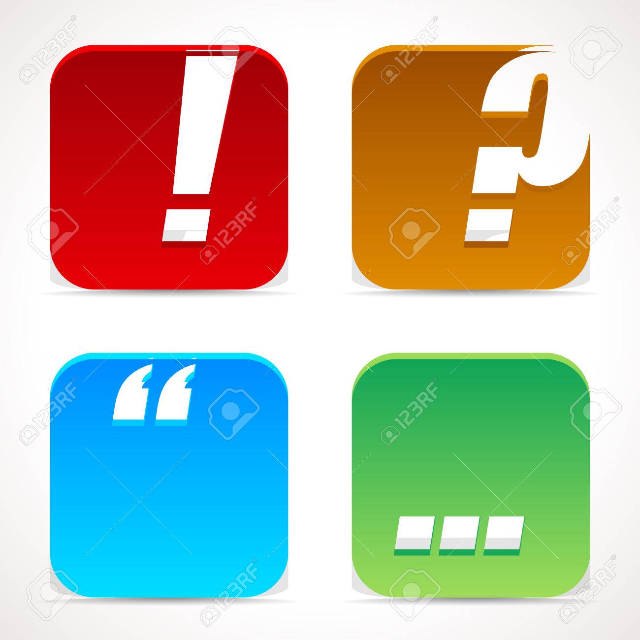 punctuation mark icons exclamation point question mark quote quote mark