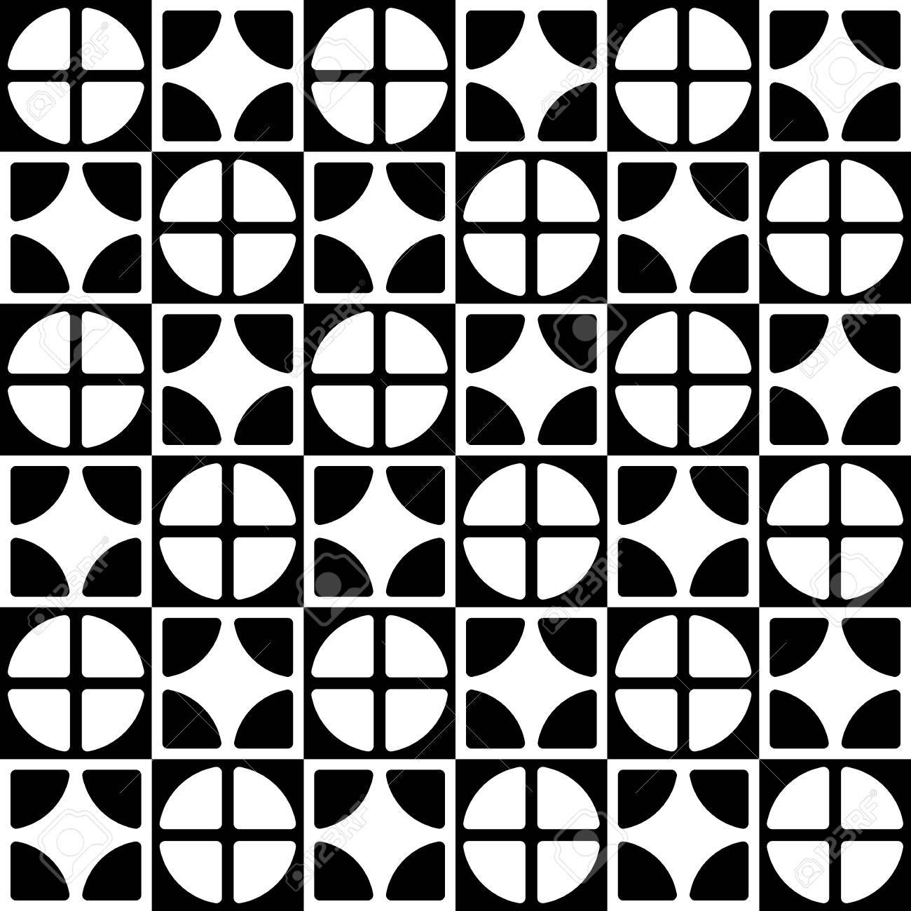 千鳥行分割の円 正方形の抽象的な幾何学模様 モノクロの再現性のある背景 ベクトル のイラスト素材 ベクタ Image