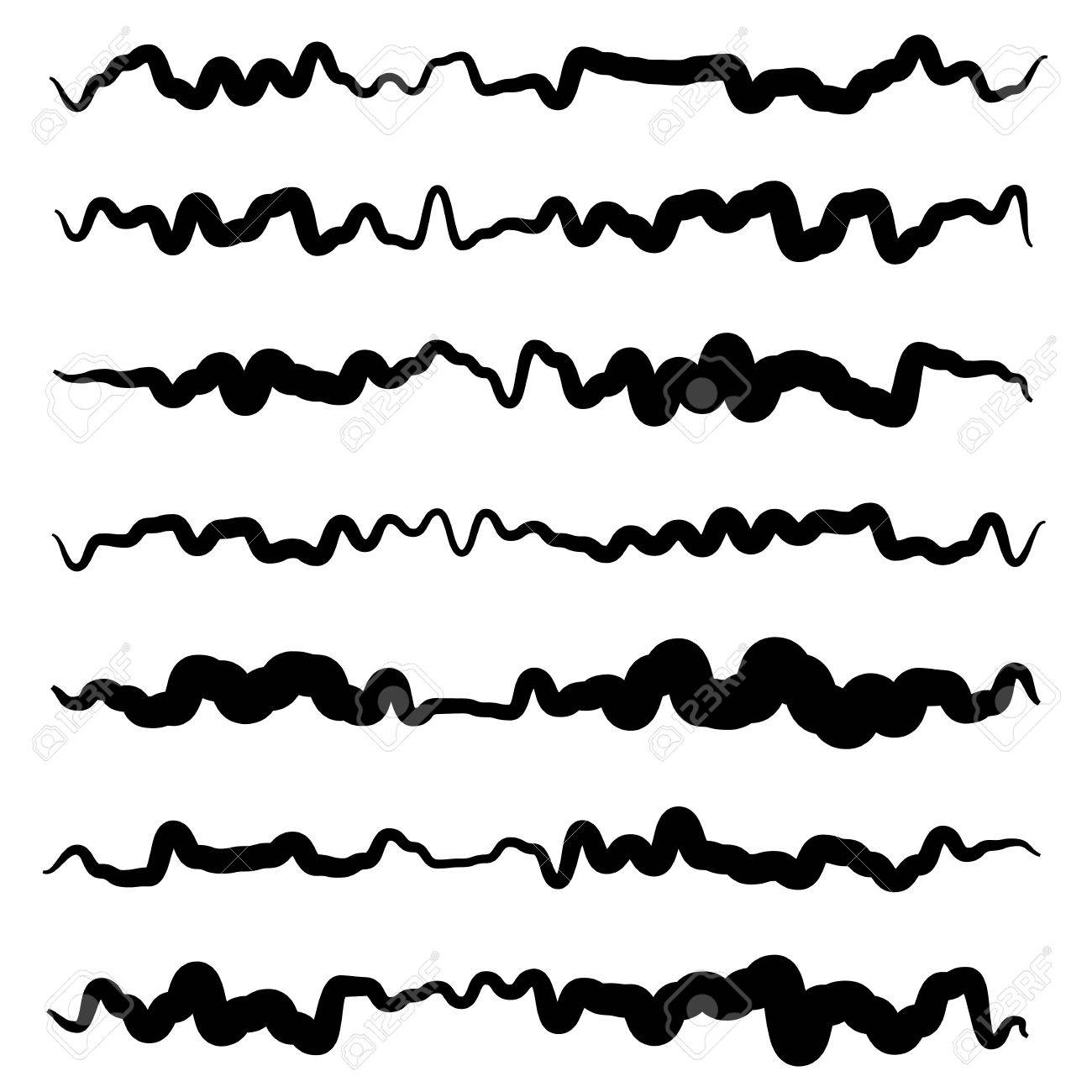 抽象の不規則な線を設定します 異なるは 波線ジグザグ仕切り ライン のイラスト素材 ベクタ Image