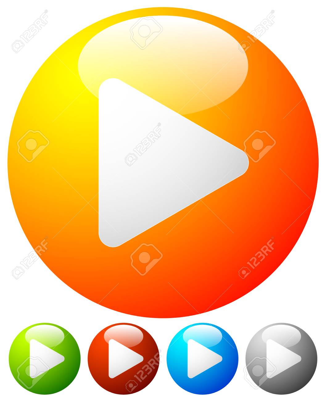 光沢のあるオーブ再生ボタン アイコンを再生します マルチ メディア 再生要素の図 のイラスト素材 ベクタ Image