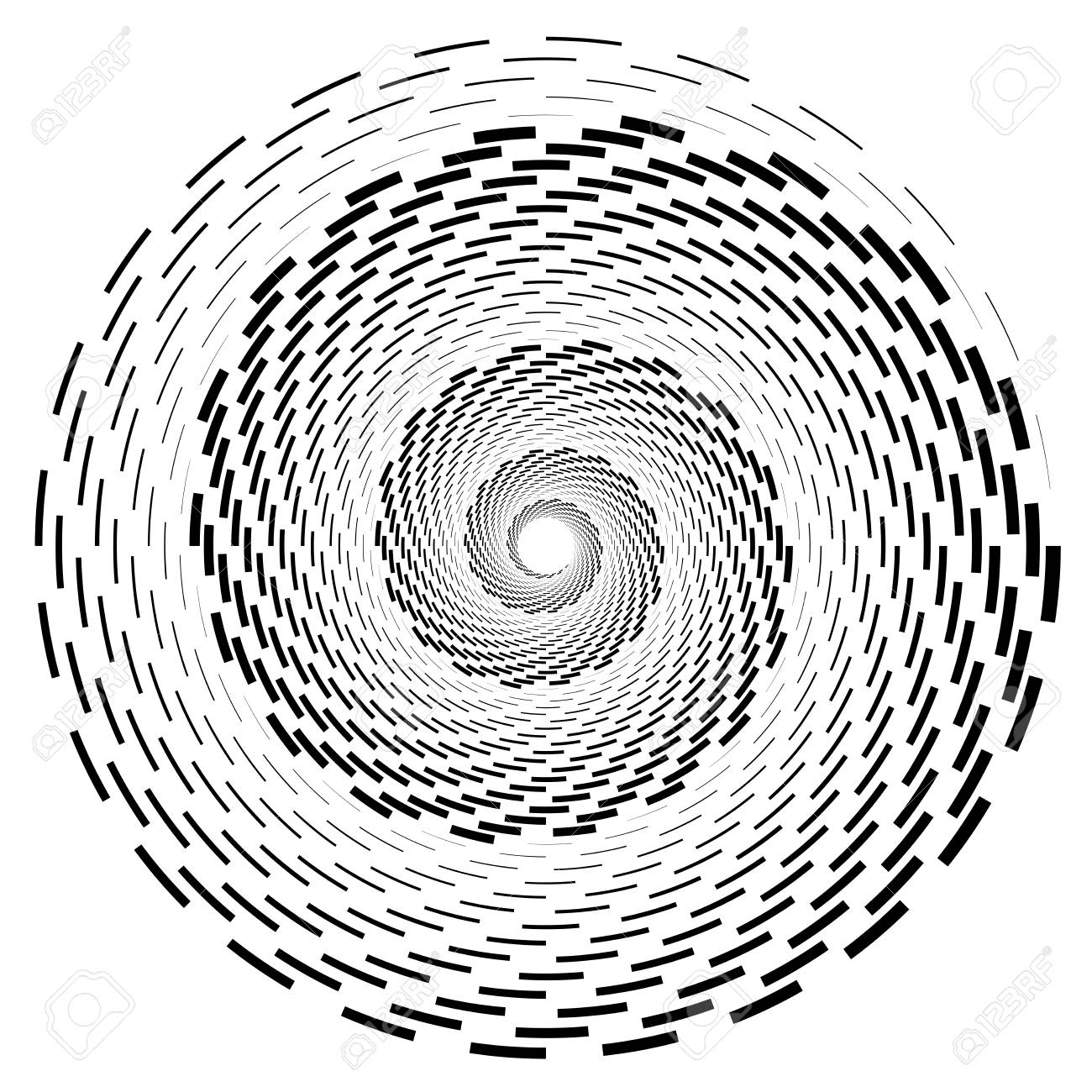 Spiral Swirl Circle Design Element With Dashed Lines Royalty Free