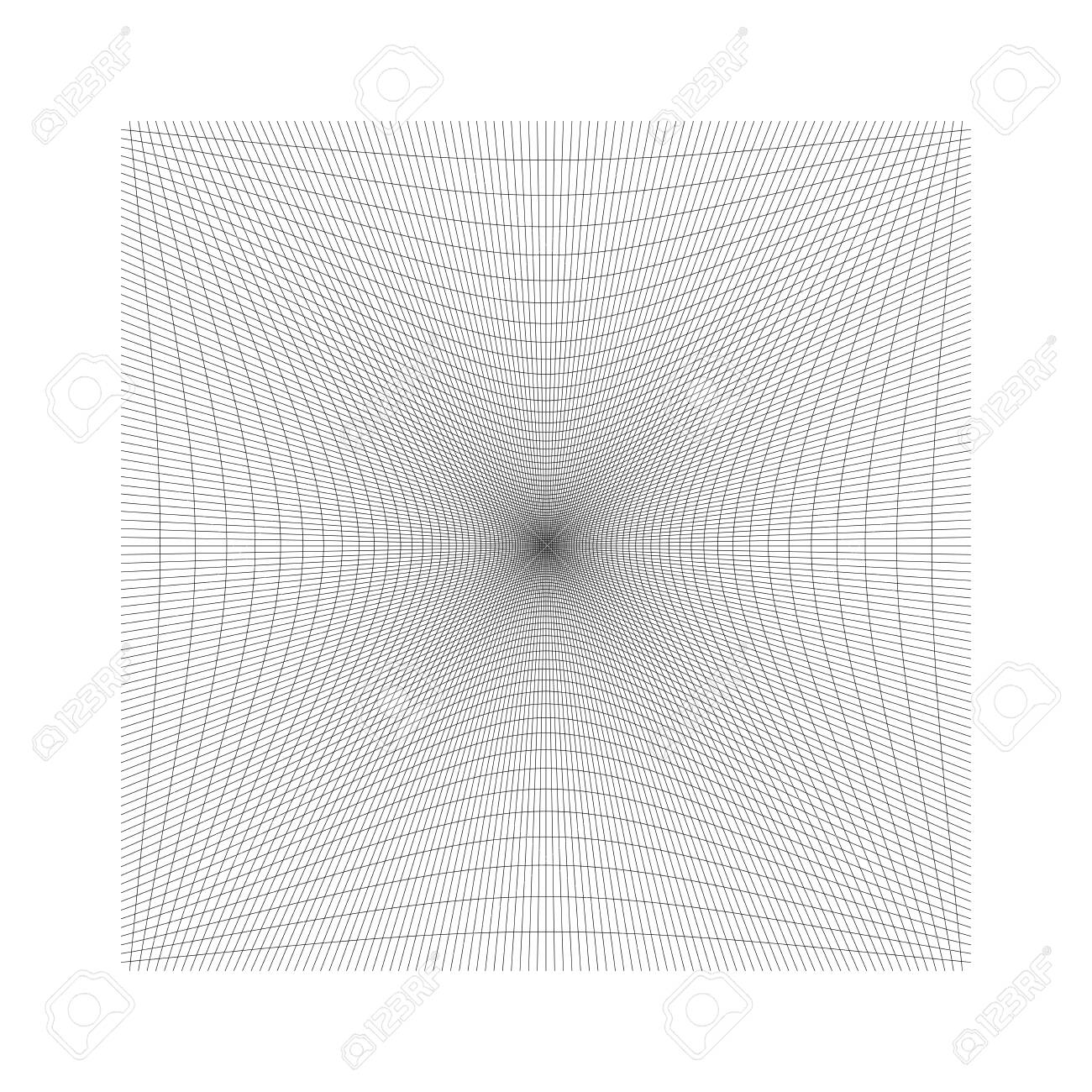 안쪽으로 오목한 곡선 그리드, 메쉬. 경사 압축 중공, 들여 쓰기, 찌그러짐. 압축, 우울증 부정적인 공간 패턴. 워프, 변형 격자,  격자 또는 격자 추상 요소 로열티 무료 사진, 그림, 이미지 그리고 스톡포토그래피. Image