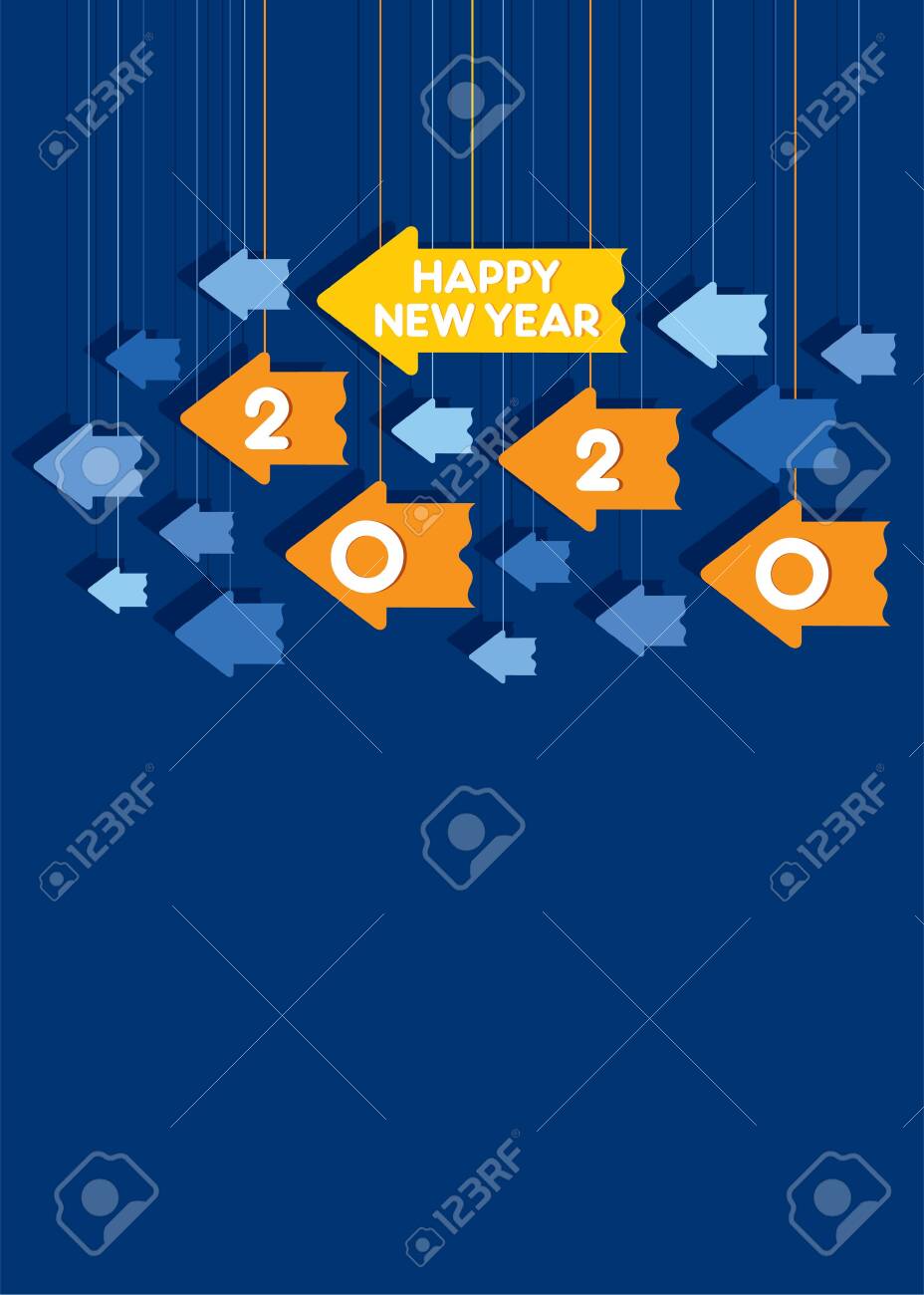 Happy New Year 2020 Card Design Using Arrow One Direction Move