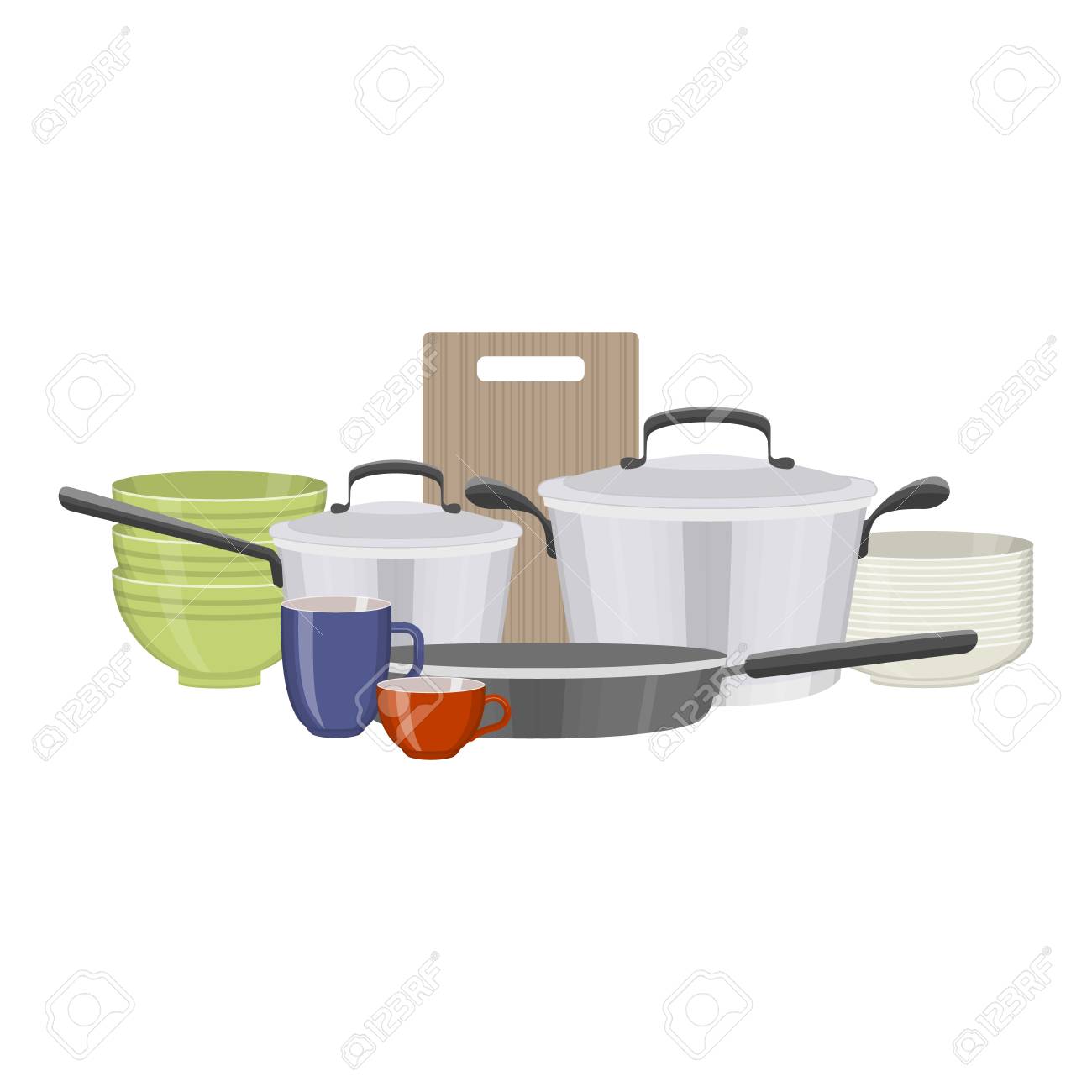 キッチン用品 テーブルの上の器具のベクトル イラスト キッチンとトピックの準備食品 のイラスト素材 ベクタ Image