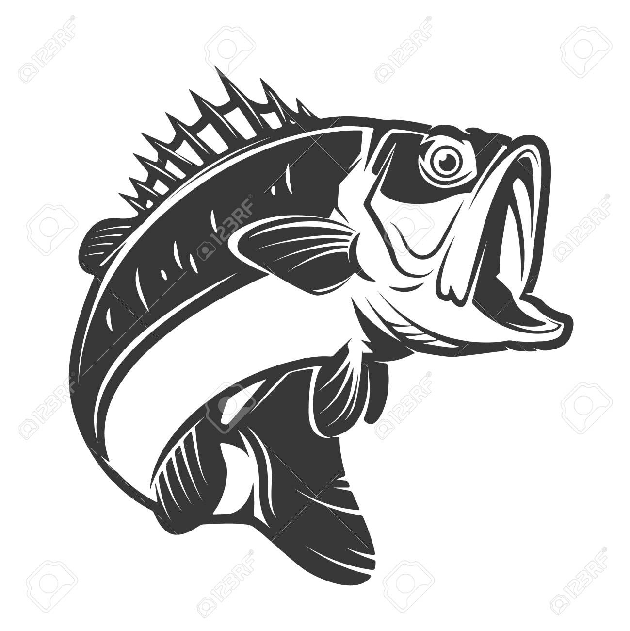 Bass Fish Icons Isolated On White Background Design Element