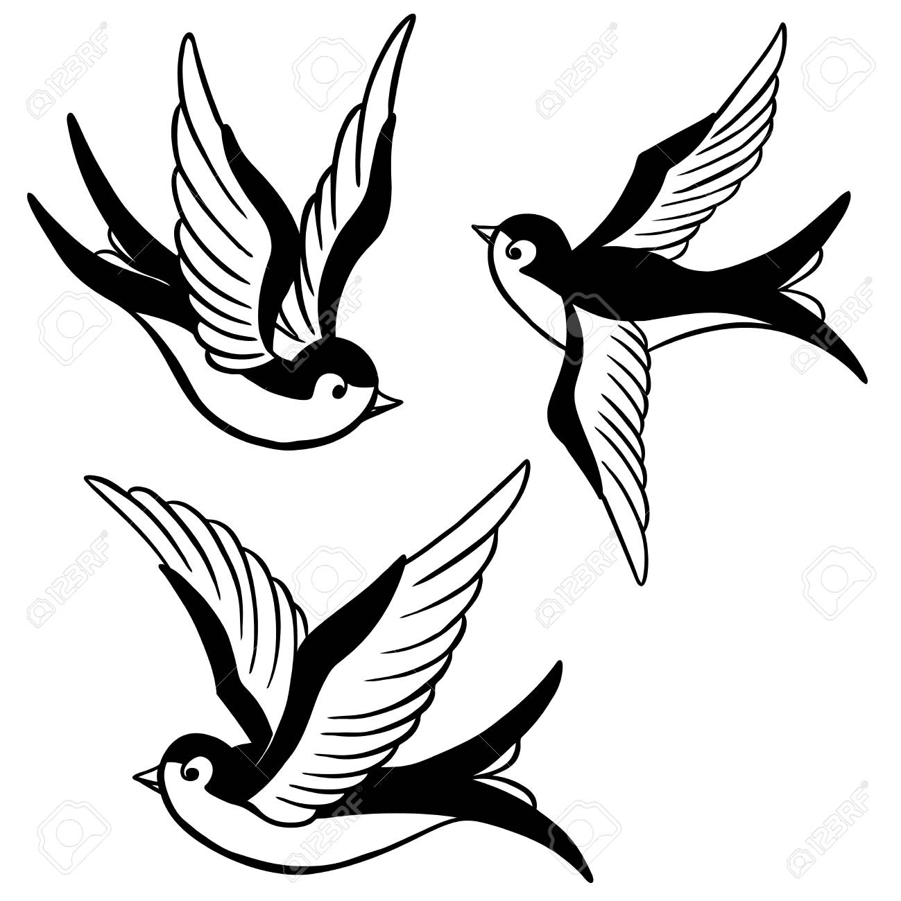 set of the swallow icons. Design elements for poster, t-shirt. Vector illustration. - 81714419 set of the swallow icons. Design elements for poster, t-shirt. Vector illustration. - 81714419