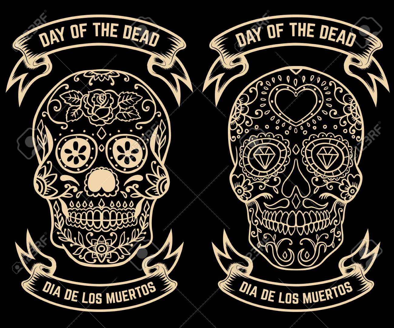 day of the dead dia de los muertos set of the sugar skulls