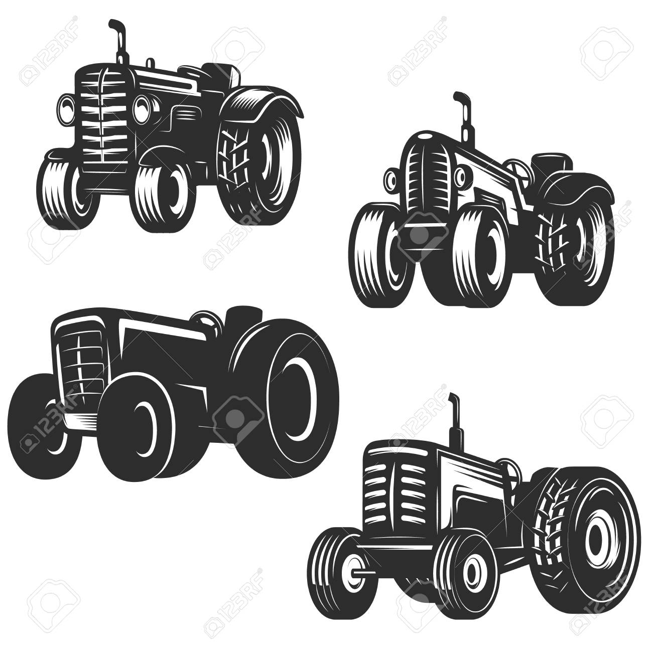 Set of retro tractor icons. Design elements for logo, label, emblem, sign. Vector illustration - 88311389 Set of retro tractor icons. Design elements for logo, label, emblem, sign. Vector illustration - 88311389
