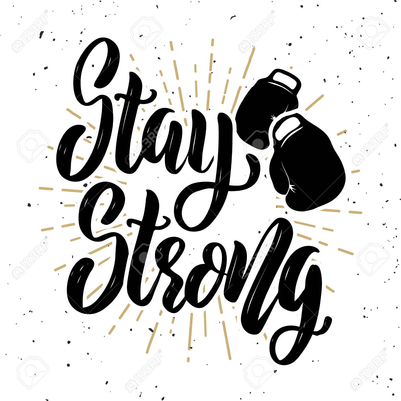 Reste Fort Citation De Lettrage Motivation Main Dessine Avec Des Gants De Boxe Element De Design Pour Affiche Banniere Carte De Voeux Illustration Vectorielle Clip Art Libres De Droits Svg