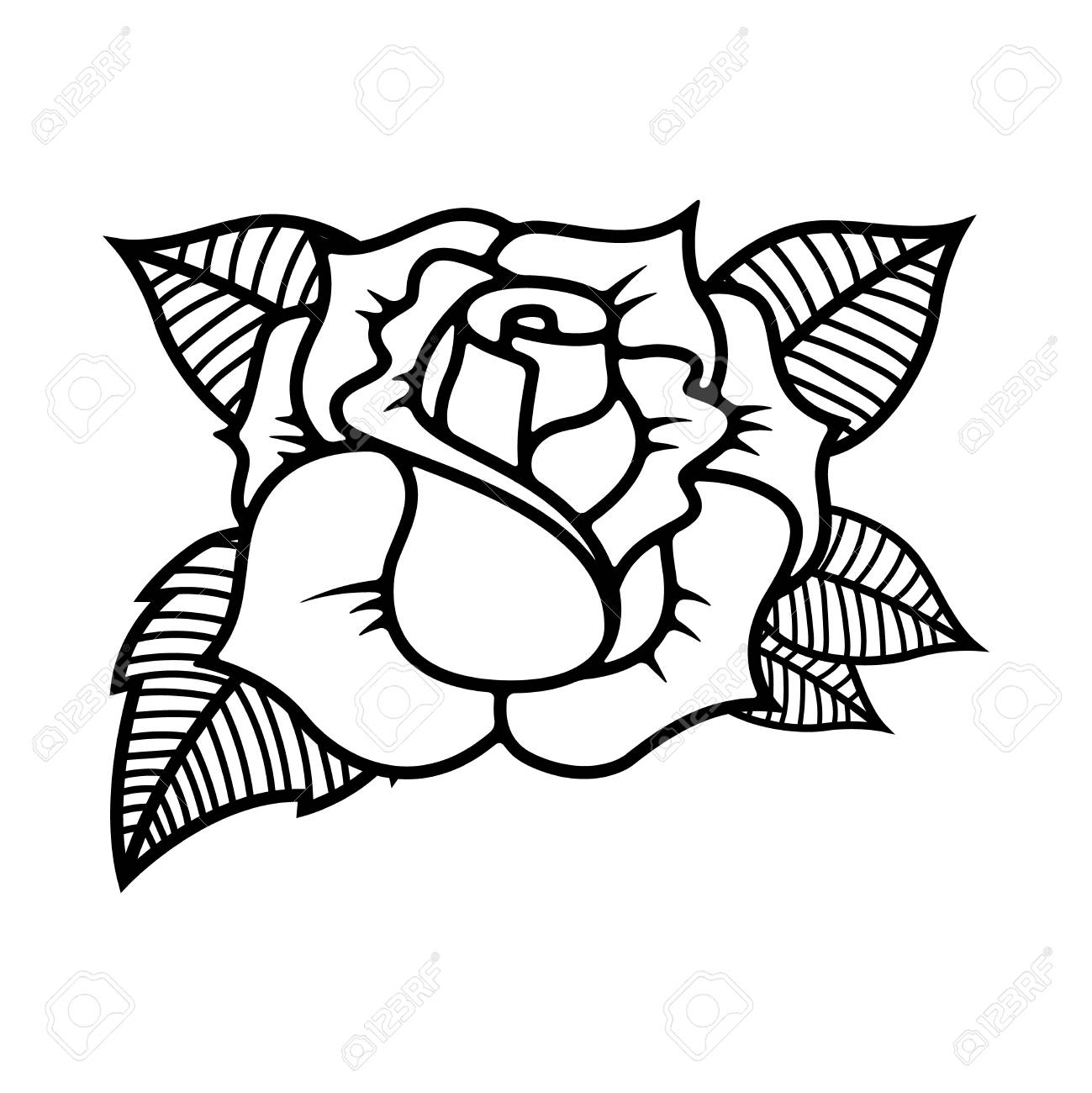 Tattoo Style Rose Illustration On White Background Design Elements For Label Emblem Sign Vector Illustration Royalty Free Cliparts Vectors And Stock Illustration Image