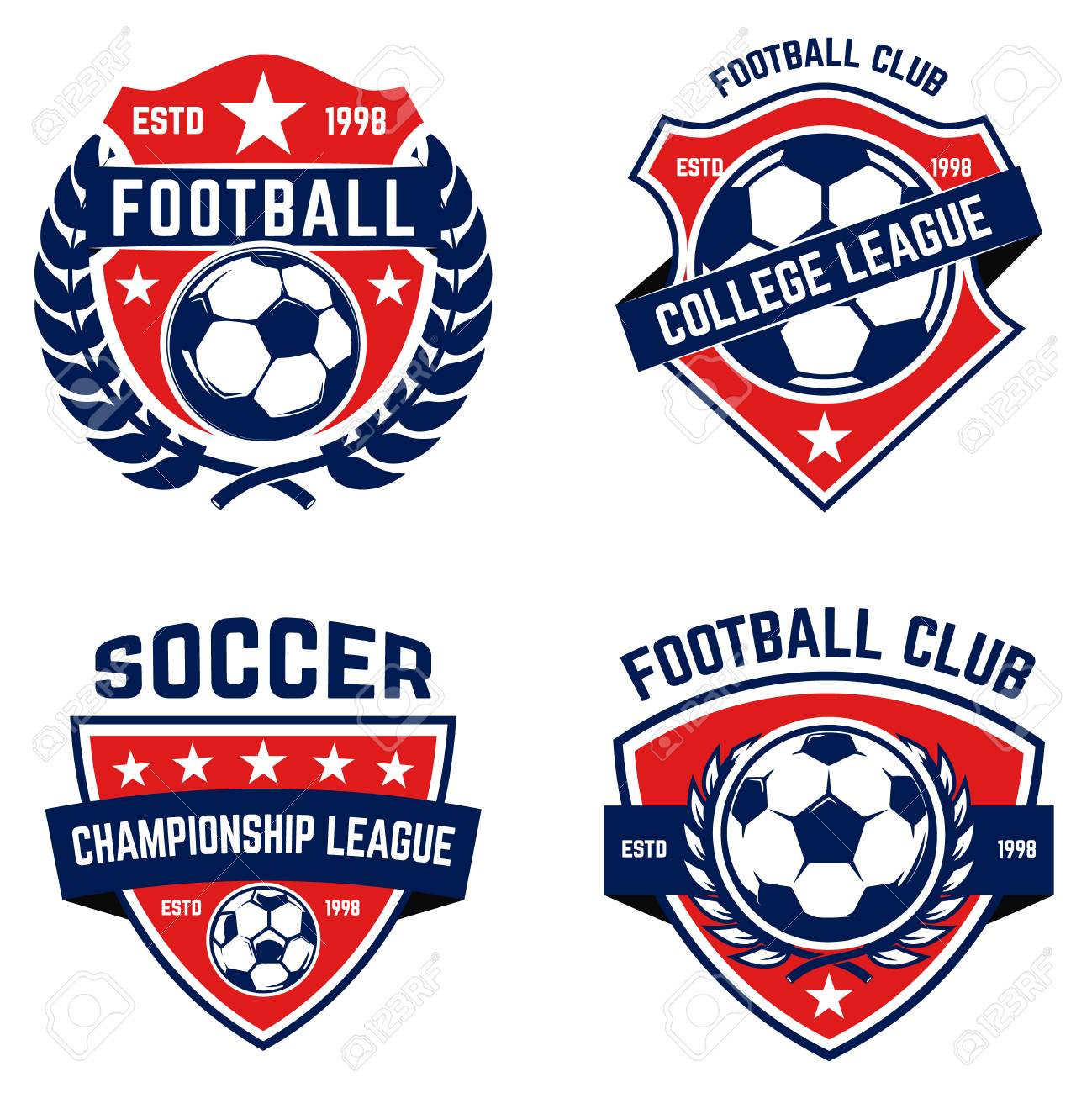 Set of soccer, football emblems. Design element for logo, label, emblem, sign. Vector illustration - 95236787 Set of soccer, football emblems. Design element for logo, label, emblem, sign. Vector illustration - 95236787