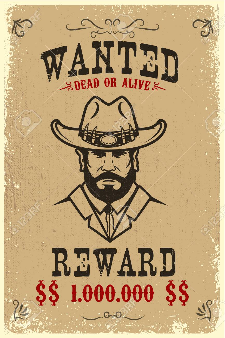 Vintage Wanted Poster Template With Old Paper Texture Background