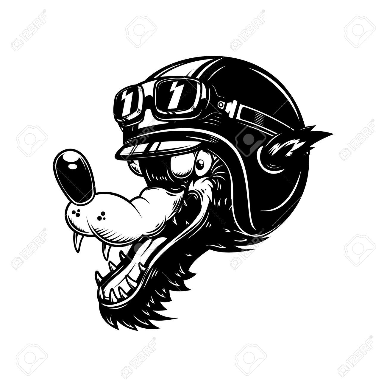 Illustration of cartoon wolf in racer helmet. Design element for poster, card, banner, sign. Vector illustration - 171212926 Illustration of cartoon wolf in racer helmet. Design element for poster, card, banner, sign. Vector illustration - 171212926