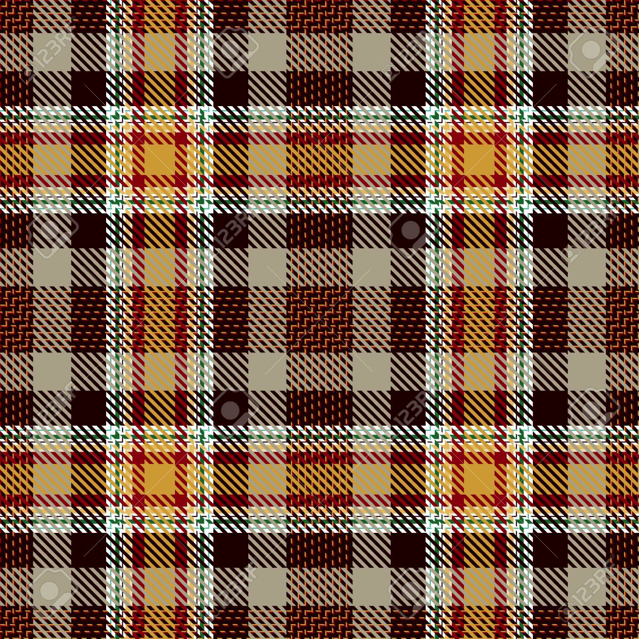 Retro Red Black Green Yellow And White Plaid Tartan Flannel