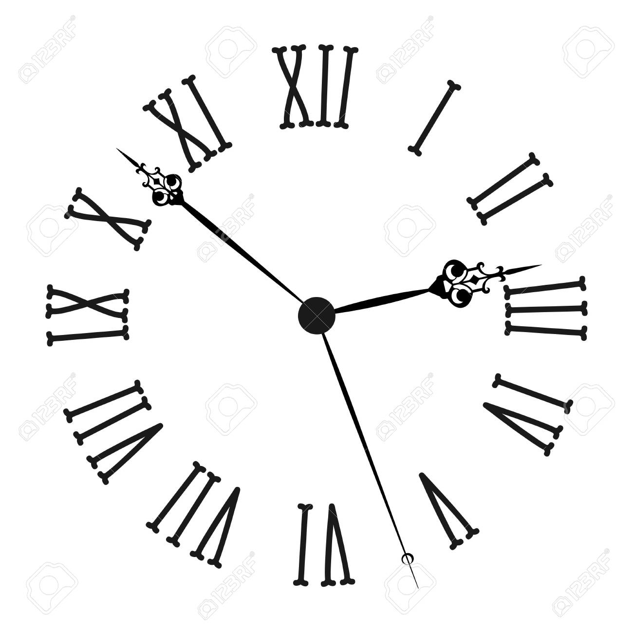 Vintage clock with roman numerals Old fashion isolated on white background. Vector illustration - 151457706 Vintage clock with roman numerals Old fashion isolated on white background. Vector illustration - 151457706