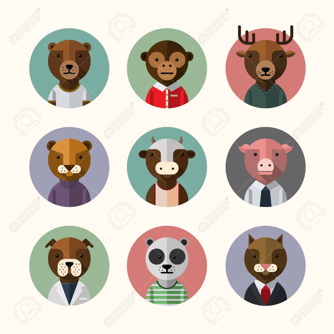 Flat Design Style Animal Avatar Icon Set Royalty Free SVG Cliparts Vectors And Stock Illustration Image 34243064 #11 Flat Design Style Animal Avatar Icon Set Royalty Free SVG Cliparts Vectors And Stock Illustration Image 34243064