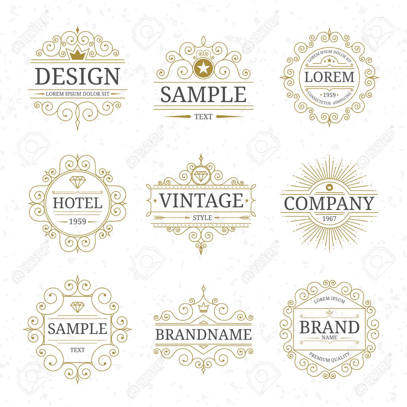 set of vintage luxury logo templates royalty free cliparts vectors