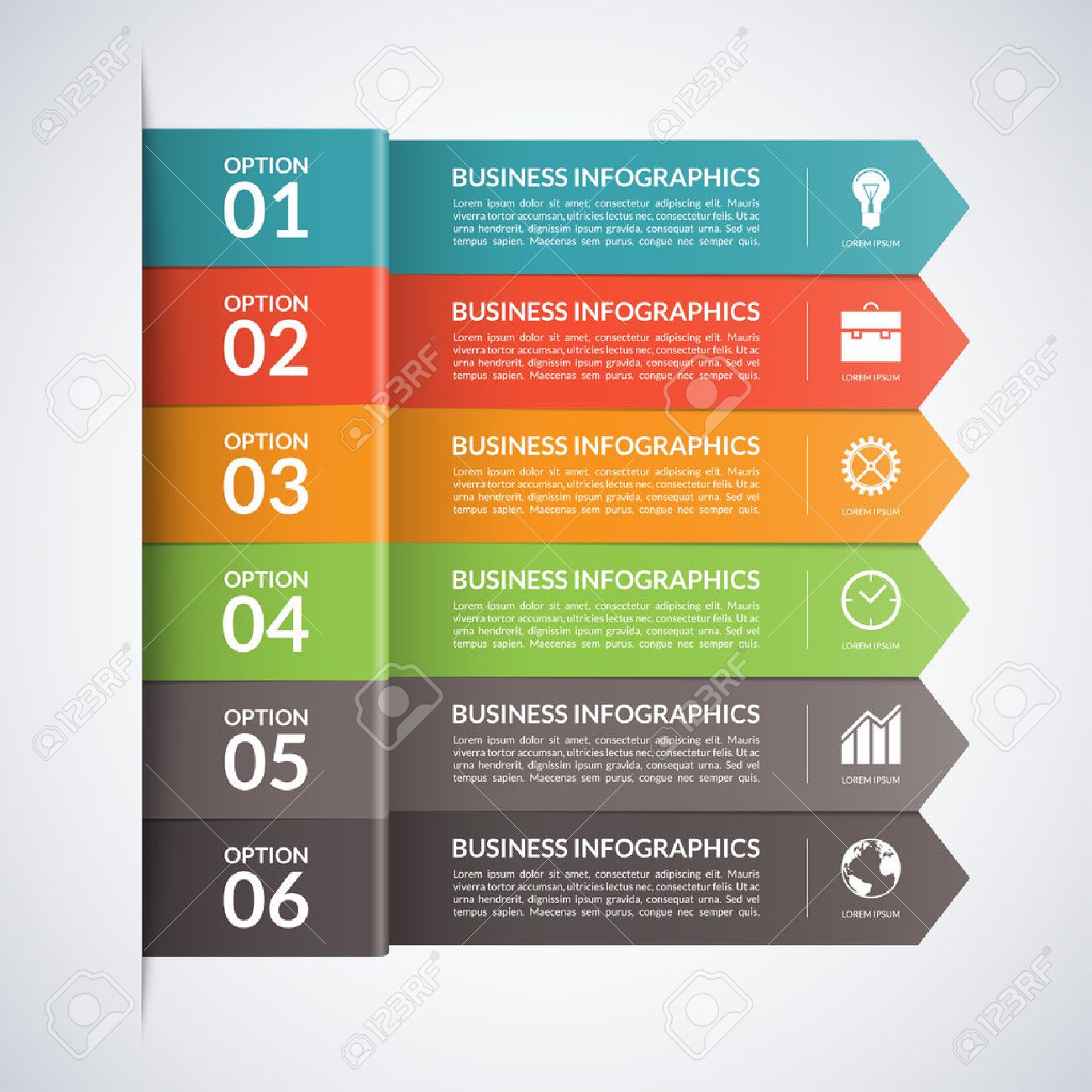 矢印ビジネス infographics template 5 ステップ 部品 オプション