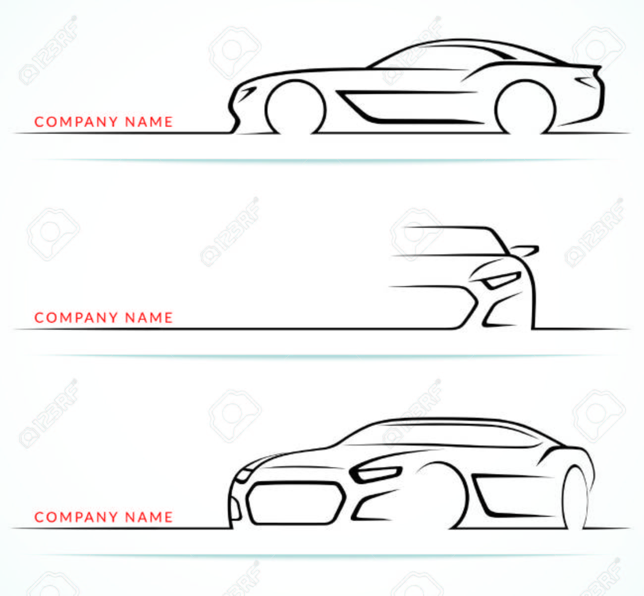 白い背景で隔離のスポーツカー シルエットのセット フロント リア サイド ビュー ベクトル図 のイラスト素材 ベクタ Image