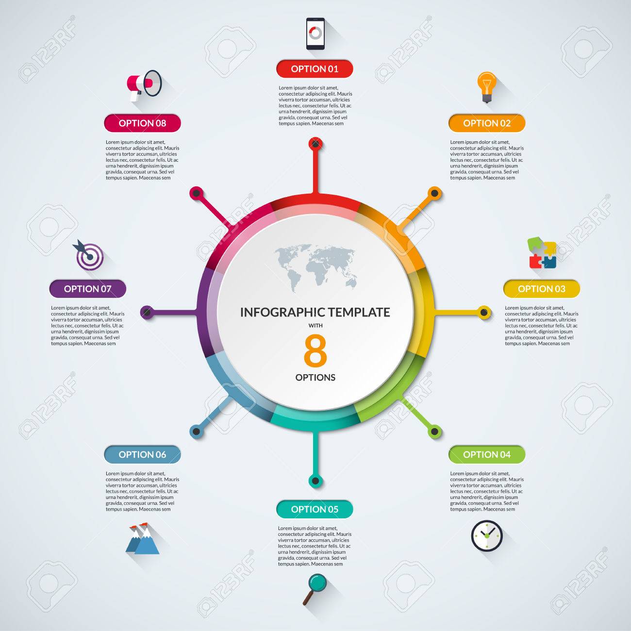 infographic circle diagram template business concept with 8