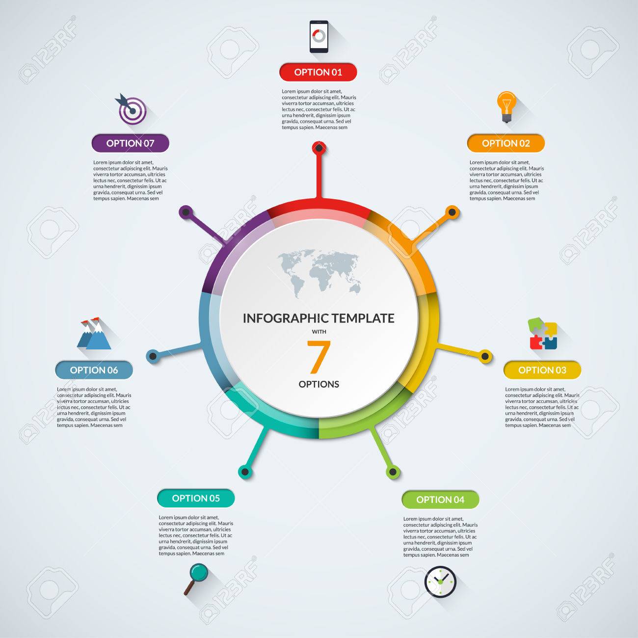 infographic circle diagram template business concept with 7