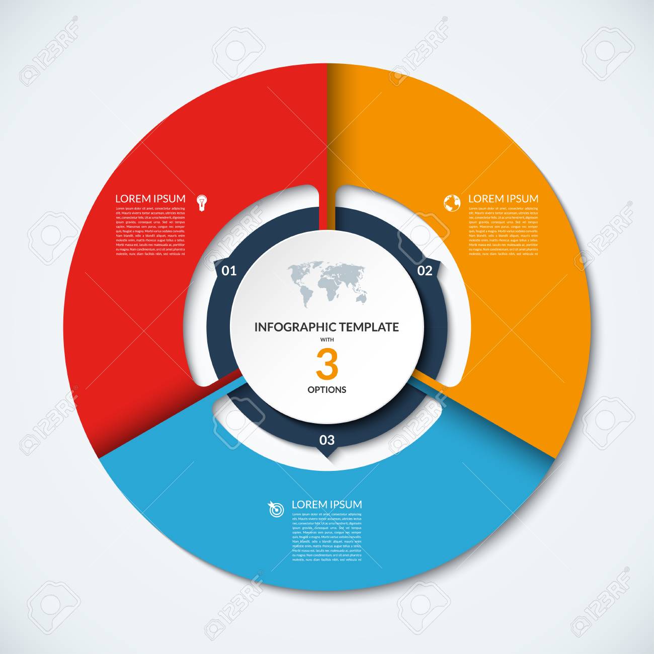 circle infographic template vector layout with 3 options can be used for cycle diagram