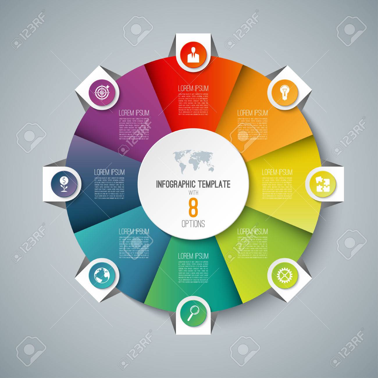 8 Piece Pie Chart Template