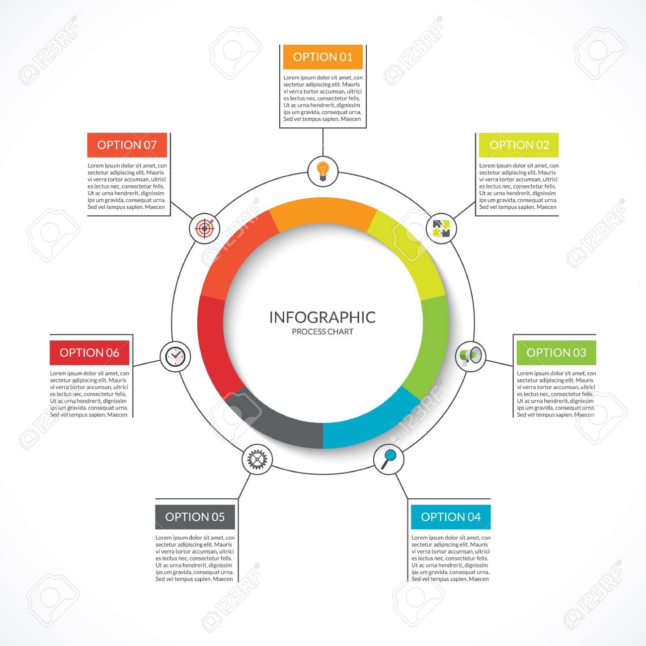 infographic cycle diagram process chart with 7 options vector processchart