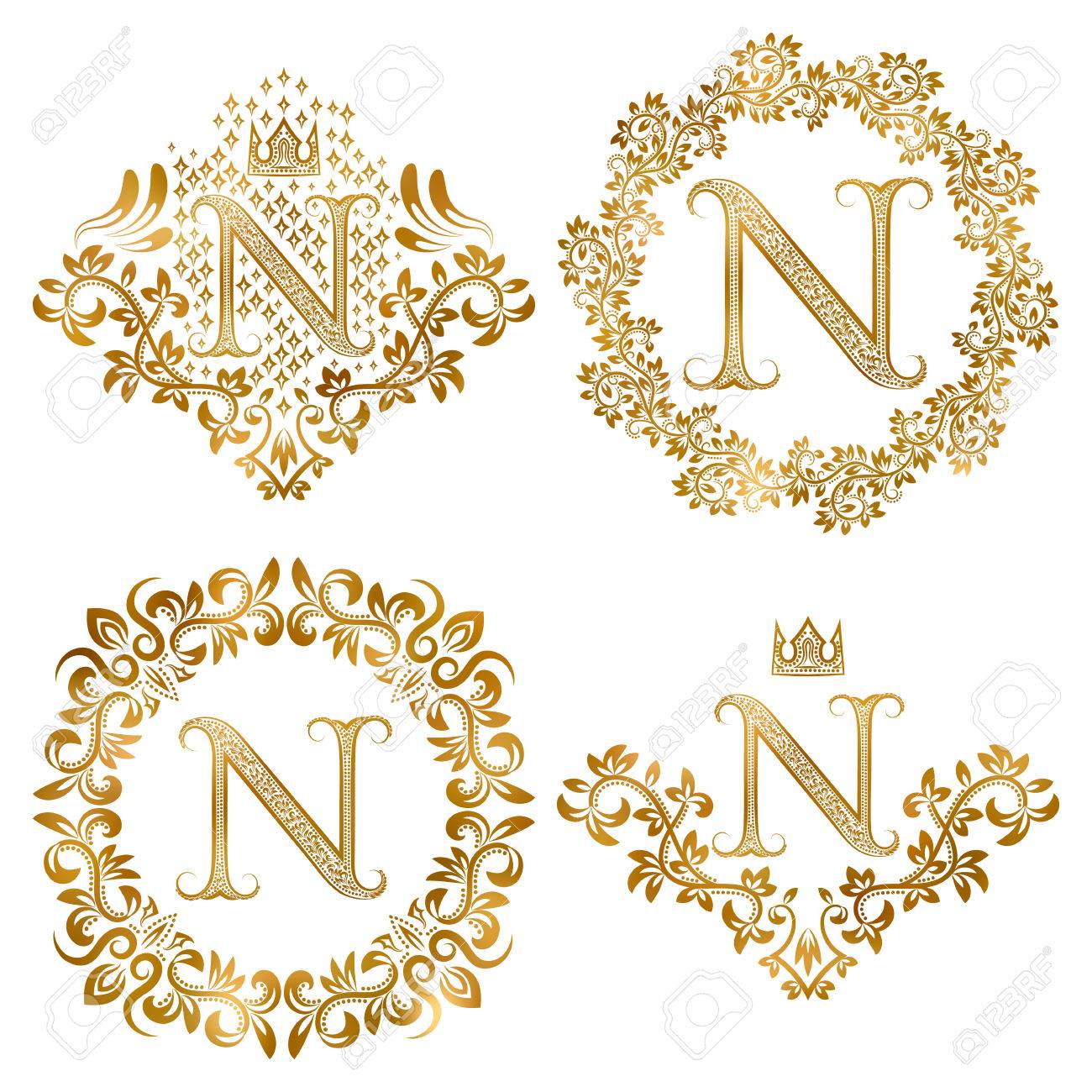 黄金の手紙 N ビンテージ モノグラムを設定します 紋章付き外衣の形で紋章モノグラム手紙 N 花のラウンド フレーム 花輪の手紙 N クラウンと花飾りの紋章モノグラム のイラスト素材 ベクタ Image 黄金の手紙 N ビンテージ モノグラムを設定します 紋章付き外衣の形で紋章モノグラム手紙 N 花のラウンド フレーム 花輪の手紙 N クラウンと花飾りの紋章モノグラム のイラスト素材 ベクタ Image