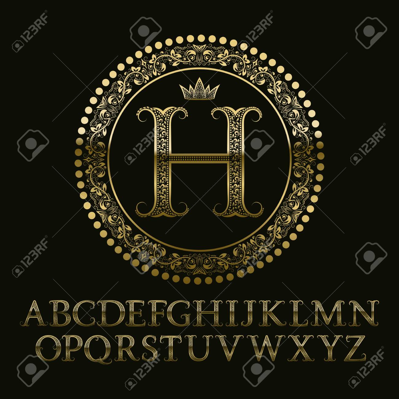 花柄の金文字にhの初期モノグラム アイコンデザインのためのバロック様式のフォント 孤立した英語のヴィンテージアルファベット のイラスト素材 ベクタ Image 花柄の金文字にhの初期モノグラム アイコンデザインのためのバロック様式のフォント 孤立した英語のヴィンテージアルファベット のイラスト素材 ベクタ Image
