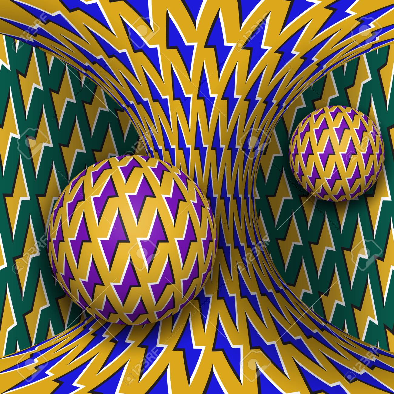 Optical Motion Illusion Illustration. Two Spheres Are Rotating Around Of A  Moving Hyperboloid. Abstract Fantasy In A Surreal Style. Royalty Free SVG,  Cliparts, Vectors, and Stock Illustration. Image 114912348., image size:1300x1300