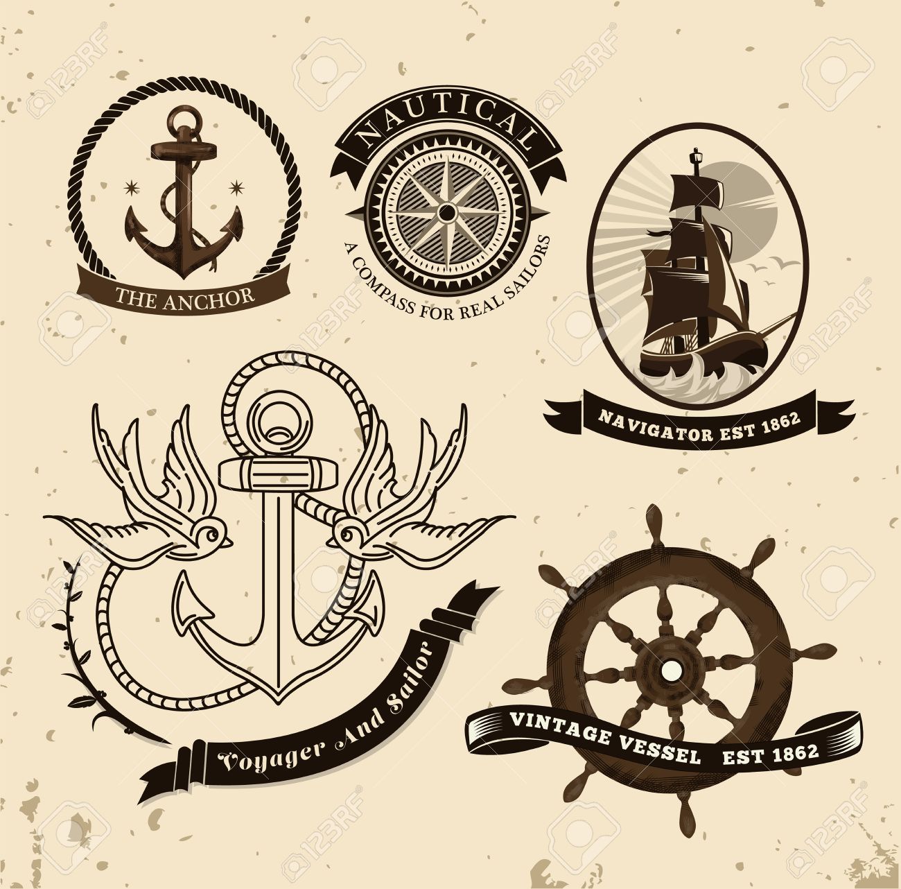 Design Nautical Theme digitally generated vintage style nautical theme vector royalty stock 38677117