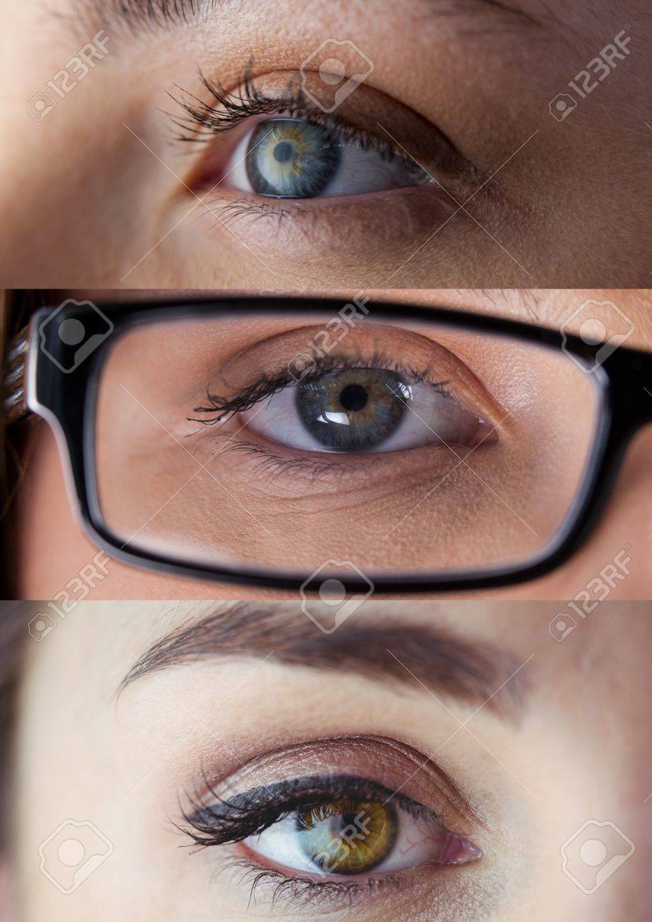 3 つのシリーズの様々 な目のデジタル合成 の写真素材 画像素材 Image