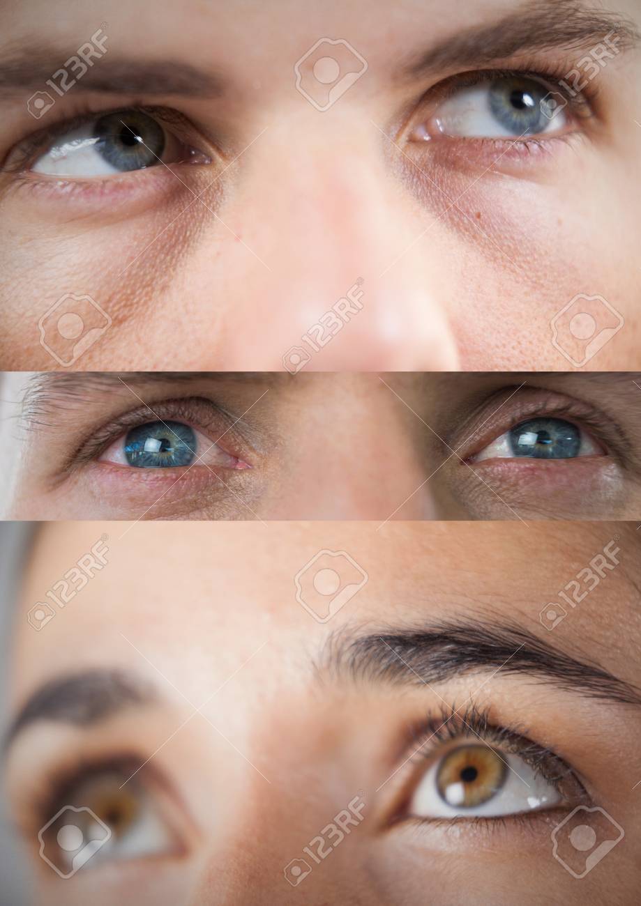 3 つのシリーズの様々 な目のデジタル合成 の写真素材 画像素材 Image