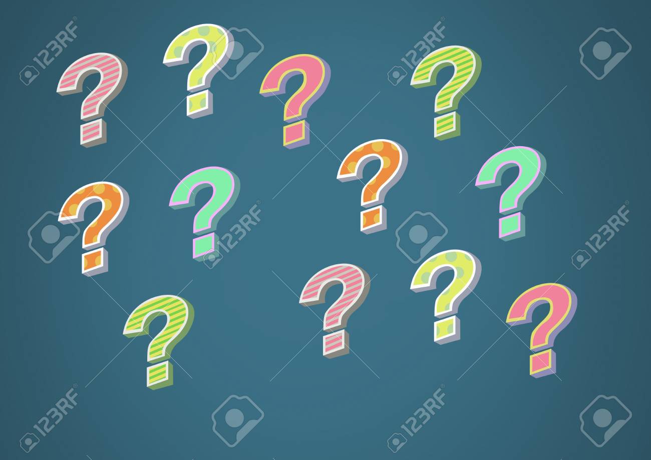 digital composite of colorful funky question marks stock photo