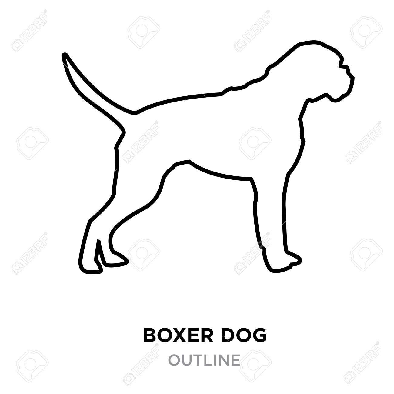 a boxer dog outline on white background vector illustration dog outline