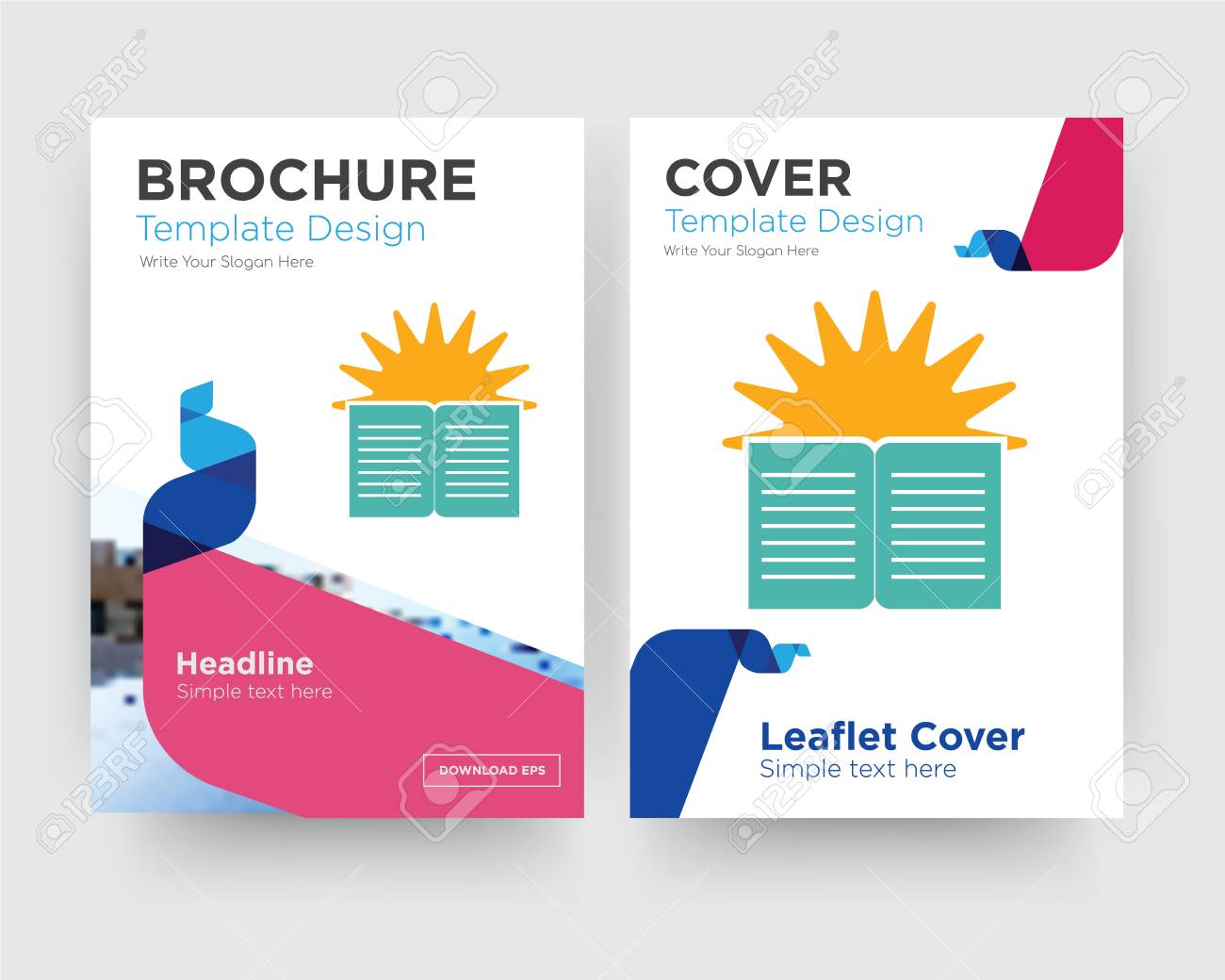 sunday school brochure flyer design template with abstract photo