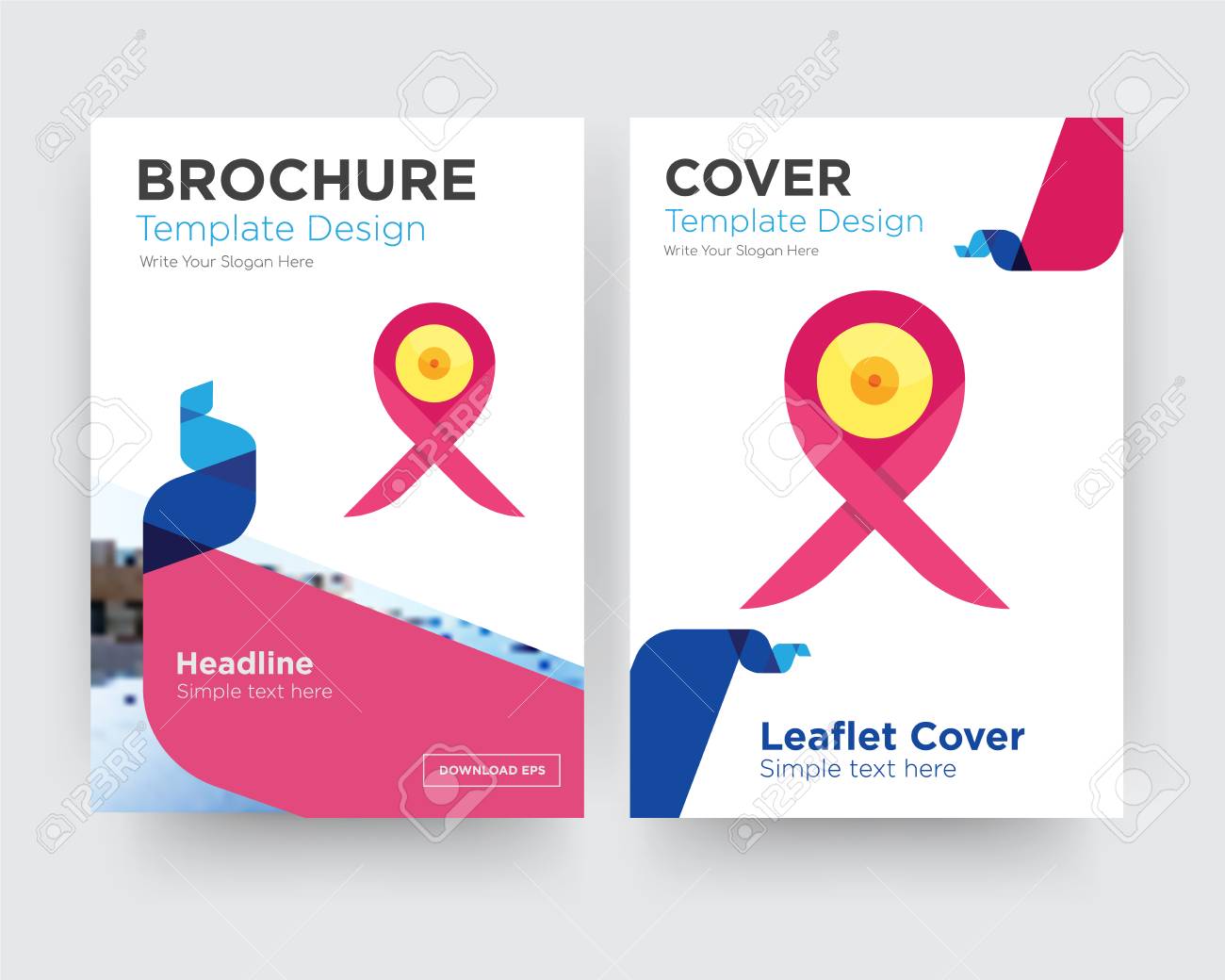 breast cancer ribbon brochure flyer design template with abstract cancer flyer template