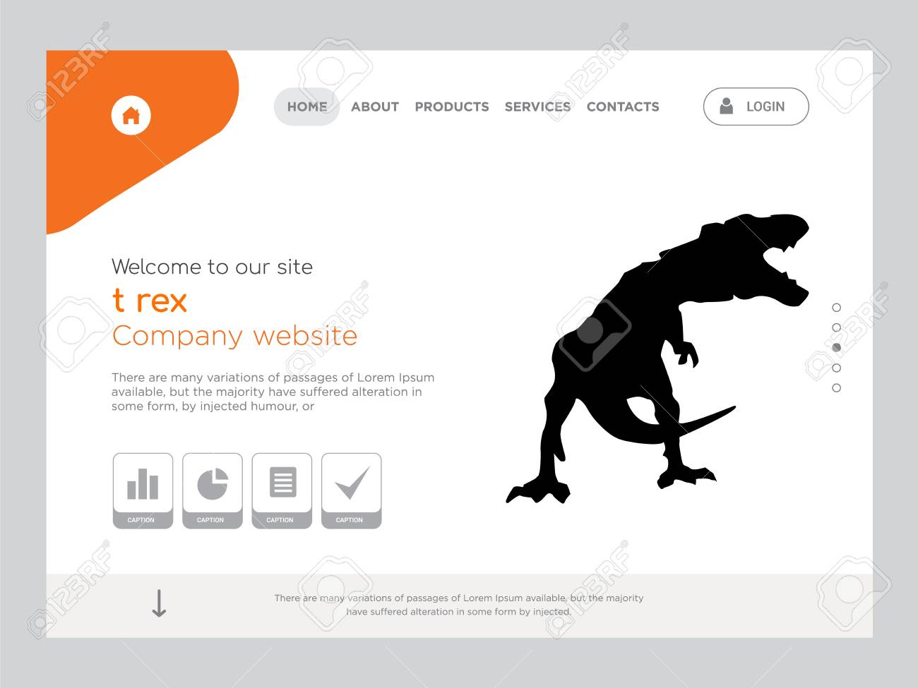 quality one page t rex website template vector eps modern web
