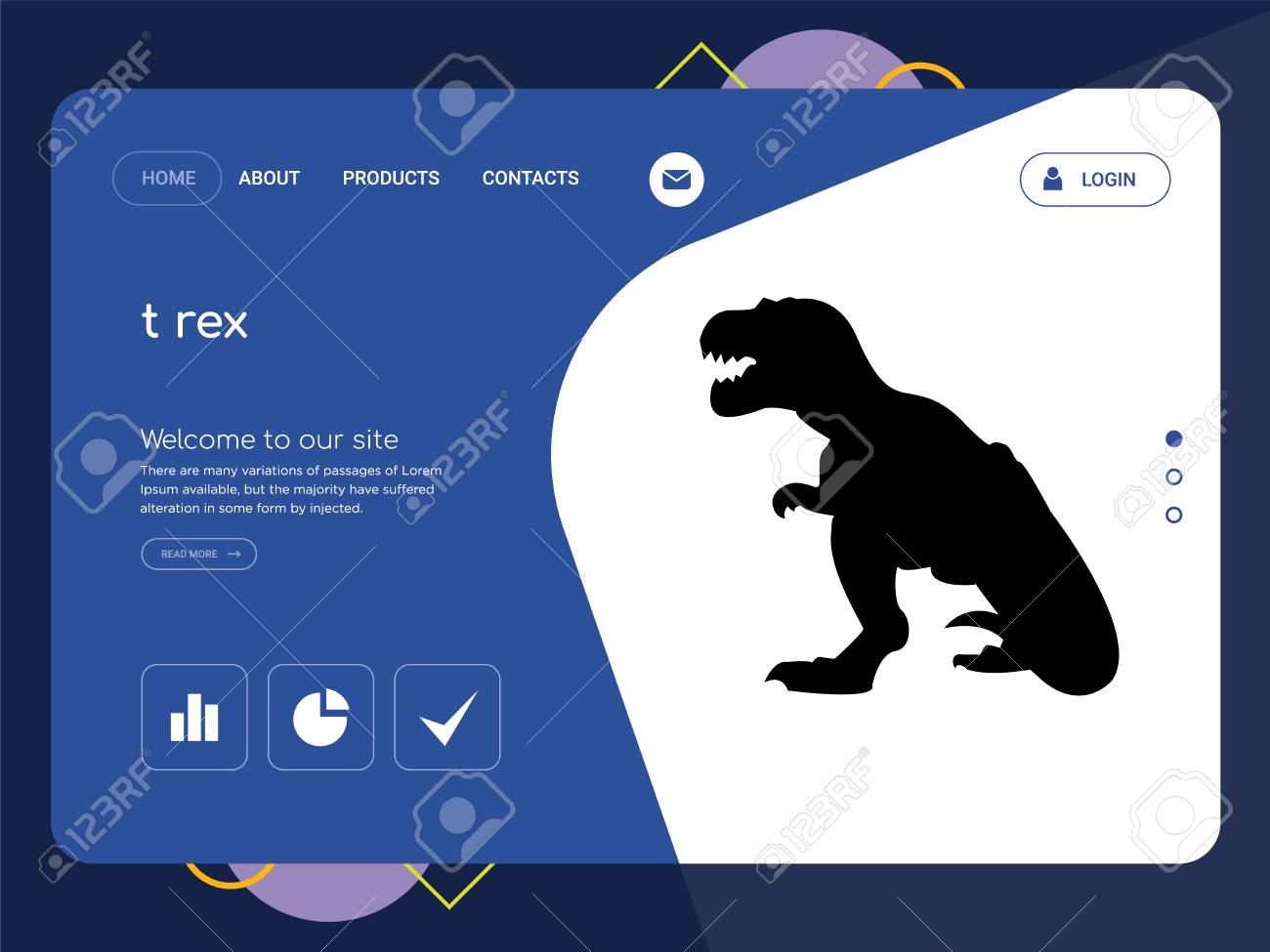 quality one page t rex website template vector eps modern web
